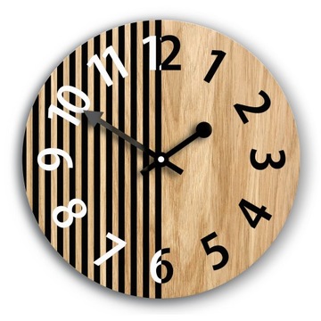 Zegar ścienny drewniany Dębowy NEPAL 33 cm cichy