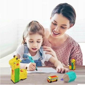 DŁUGOPIS DRUKARKA 3D PEN MAGICZNY WKŁADY 210 M PLA KSIĄŻKA Z SZABLONAMI XXL