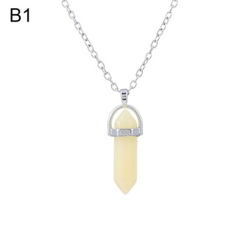 Natural Stone Crystal Necklaces Hexagonal Bullet