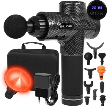 PISTOLET DO MASAŻU MASAŻER MASSAGE GUN + KOŃCÓWKA ROZGRZEWAJĄCA 11 KOŃCÓWEK