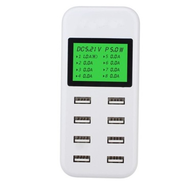 8-portowa inteligentna ładowarka USB 5 V/8 A. Wyświetlacz LCD