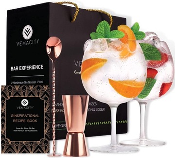 Vemacity Kieliszki do ginu dla miłośników ginu szklane duże kieliszki 750ml