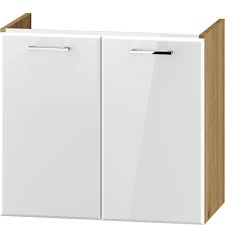 Szafka wisząca Dublin biała połysk / dąb artisan pod umywalkę 64 cm