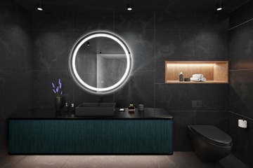 LUSTRO ŚCIENNE ŁAZIENKOWE WISZĄCE OKRĄGŁE LED 80CM BAS