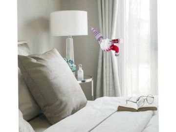 Эльф Дед Мороз РОЖДЕСТВЕНСКИЙ КАРИК ДЛЯ ШТОР ПРЯЖКА НА ЛИПУЧКЕ 40см