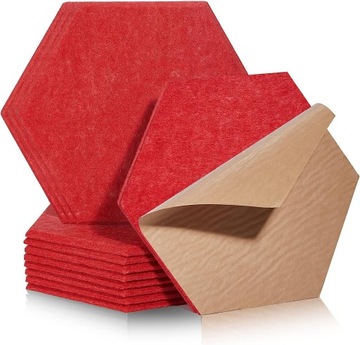 CZERWONE PANELE AKUSTYCZNE HEXAGON 30X26X0,9 12X PREMIUM