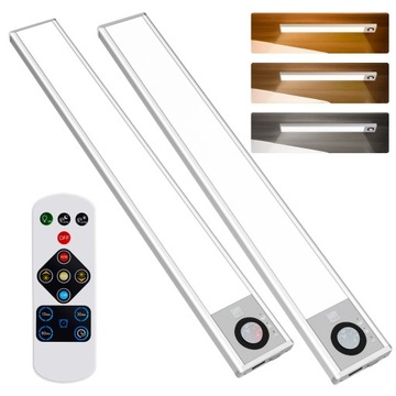 2szt Akumulatorowa lampka Led podszafkowa 30cm czujnik ruchu i pilot