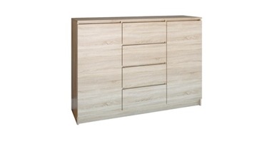 KOMODA 120 cm SZAFKA SZUFLADY DRZWI PÓŁKI POJEMNA NOWOCZESNA DĄB SONOMA