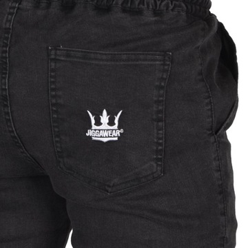 JIGGA WEAR SPODNIE JOGGER JEANS CROWN CZARNE XXL klasyk