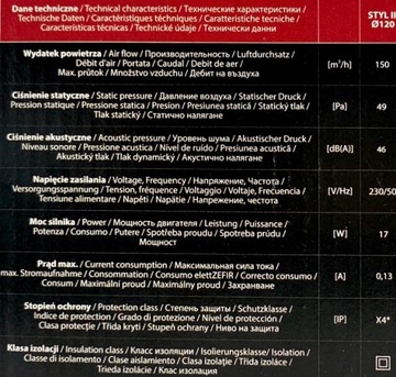 Вентилятор для ванной комнаты fi 120, таймер, датчик DOSPEL