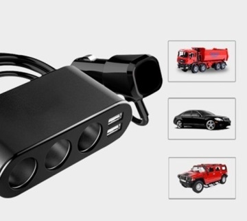 РАСПРЕДЕЛИТЕЛЬ ЗАЖИГАЛКИ ТРОЙНИКА 12-24В 2xUSB 120Вт