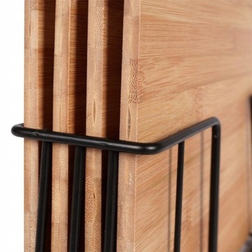 Набор из 4 бамбуковых кухонных разделочных досок на подставке.