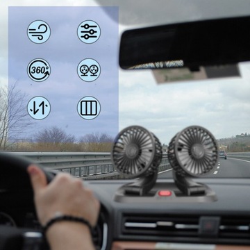 АВТОМОБИЛЬНЫЙ ВЕНТИЛЯТОР ДВУХГОЛОВКА USB 2 СКОРОСТИ