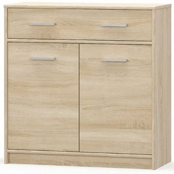 KOMODA SZAFKA ROSA 2D Z SZUFLADĄ 80 X 85 X 35 CM DĄB SONOMA MAT PRZEDPOKÓJ