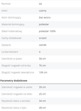 Duże Spodnie Izod z USA R44 Pas 116cm C708