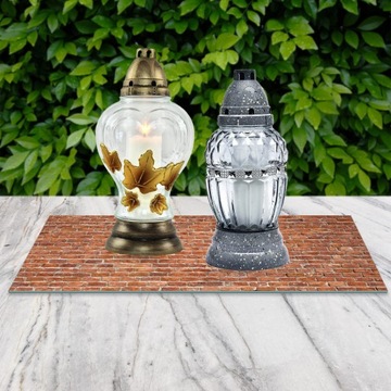 SZKLANA PODSTAWKA POD ZNICZE 60x20cm Rudy mur 100c