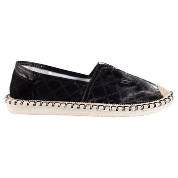 Czarne Skóra ekologiczna Buty Espadryle r.38