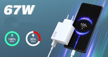 ЗАРЯДНОЕ УСТРОЙСТВО ДЛЯ XIAOMI TURBO 67 С ЗАРЯДНЫМ КАБЕЛЕМ 6А С КАБЕЛЕМ USB-C 1М