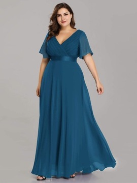 SHEIN EVERPRETTY SZYFONOWA SUKIENKA MAXI DEKOLT V 7XL 0TE04