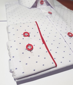 РУБАШКА ДЛЯ МАЛЬЧИКОВ, белая, элегантный узор 104 SLIM PL