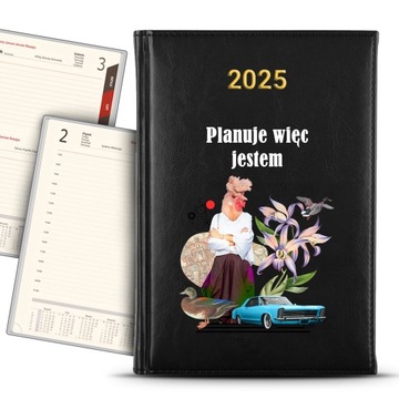 KALENDARZ 2025 CZARNY Planer Terminarz Abstrakcyjne Planuję Wiele Wzorów