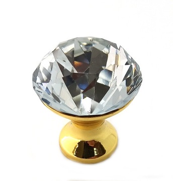 UCHWYT MEBLOWY ZŁOTA GAŁKA KRYSZTAŁ FI30 PIĘKNY DIAMENT