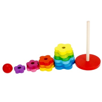 Деревянная пирамида, красочная обучающая головоломка