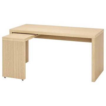 IKEA MALM Biurko wysuwany panel dąb 151x65 cm
