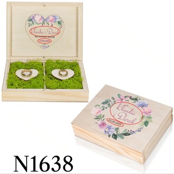 Коробочка для обручальных колец с узором ВАШ текст Moss Wedding Elegant SET