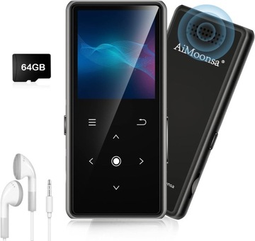 ODTWARZACZ MP3 64 GB BLUETOOTH ODTWARZACZ MUZYCZNY AIMOONSA Z GŁOŚNIKIEM HD