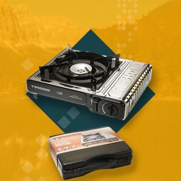 ТУРИСТИЧЕСКАЯ ГАЗОВАЯ ПЛИТА, нержавеющая сталь TIROSS TS265 КОРПУС 4x КАРТРИДЖА