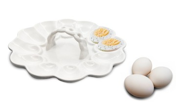ТАРЕЛКА ЯИЧНАЯ ТАРЕЛКА КЕРАМИЧЕСКАЯ БЛЮДА БЕЛАЯ РУЧКА ПАСХАЛЬНАЯ