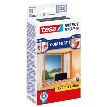 Moskitiera - siatka na okno Tesa 55918-00021-01 Comfort 120 x 240cm, czarna