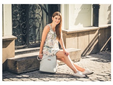 TOREBKA WOREK TORBA BAGGAGE SHOPPER JASNA SZARA
