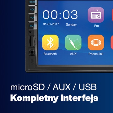 Vordon HT-800 Jersey Radio samochodowe 2DIN MP3 Mirrorlink Bluetooth LCD 7'