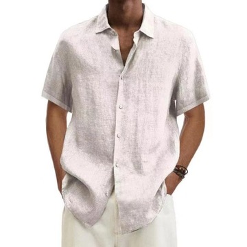 S-5XL Solid Colors Cotton Hemp Men Shirt Comfortab