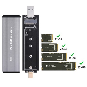 OBUDOWA DYSKU M.2 NVME PCIE SSD USB3.2 PODWÓJNE ZŁĄCZE GEN2+TYPE-C