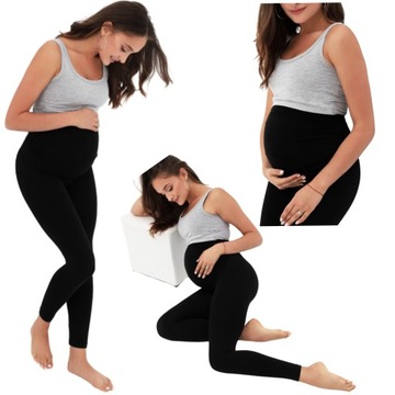 Leginsy CIĄŻOWE z WYSOKIM STANEM spodnie BEZSZWOWE długie GETRY wysokie XXL