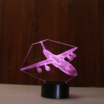 3D светодиодный ночник САМОЛЕТ USB + ПУЛЬТ ДИСТАНЦИОННОГО УПРАВЛЕНИЯ