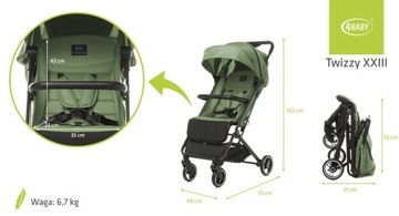 Wózek dziecięcy spacerowy 4BABY Twizzy ! OLIVE!
