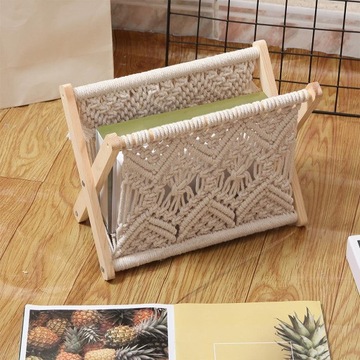 Colaxi Полка для журналов ручной работы Стоящая корзина для газет Boho DIY
