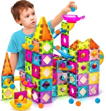 KLOCKI MAGNETYCZNE DLA DZIECKA 3D EDUKACYJNE DUŻE SMART TOR KULKOWY 98EL