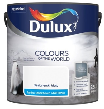 FARBA DULUX KOLORY ŚWIATA- designerski biały, 2.5l