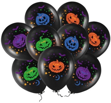 Czarne Balony na Halloween Dynie 9szt.