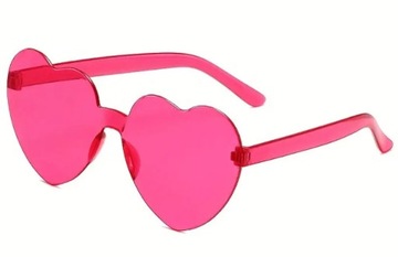 Okulary w kształcie SERCA przeciwsłoneczne na impreze serce różowe