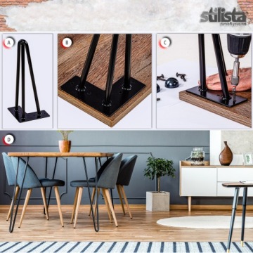 4x МЕТАЛЛИЧЕСКИЕ НОЖКИ ДЛЯ СТОЛА НОЖКИ-ШПИЛЬКИ 60 СМ, 3 ПЛАНКИ