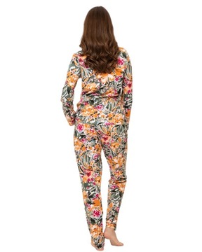 Piżama damska ciepła długa komplet z długim rękawem spodnie kolorowa XL
