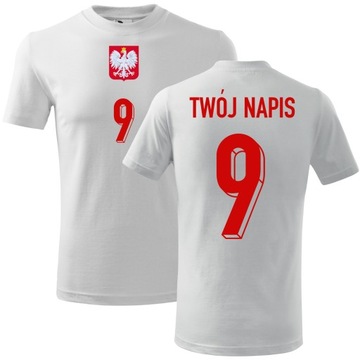 Koszulka POLSKA Polski męska nadruk L piłkarska Lewandowski bawełniana