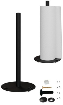 Stojak Na Ręcznik Papierowy 2w1 solidny metalowy kuchnia loft Czarny