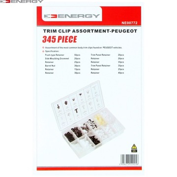 ZESTAW KOŁKI SPINKI TAPICERSKIE MIX PEUGEOT 345SZT